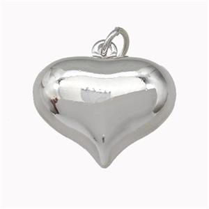 Copper Heart Pendant Hollow Platinum Plated, approx 20mm