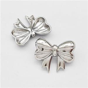 Copper Bow Stud Earrings Platinum Plated, approx 16-20mm