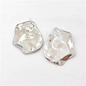 Copper Slice Stud Earrings Platinum Plated, approx 34-40mm