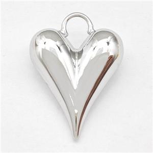 Copper Heart Pendant Platinum Plated, approx 20-25mm