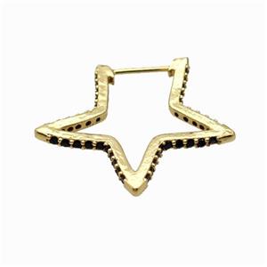 Copper Star Earring Studs Pave Zirconia Gold Plated, approx 17-25mm