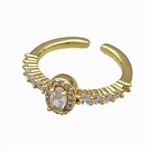 Copper Rings Pave Zirconia Gold Plated, approx 6-8mm, 18mm dia