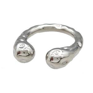 Copper Snake Rings Hammered Platinum Plated, approx 4-8mm, 18mm dia