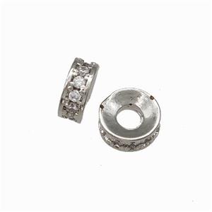 Copper Heishi Spacer Beads Pave Zirconia Platinum Plated, approx 6mm