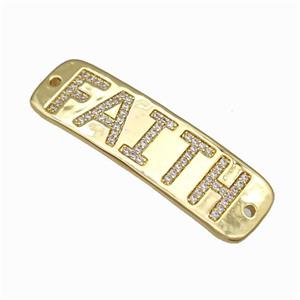 Copper FAITH Connector Pave Zirconia Gold Plated, approx 14-48mm