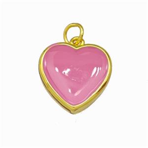 Copper Heart Pendant Pink Enamel Gold Plated, approx 15mm