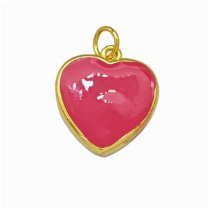 Copper Heart Pendant Red Enamel Gold Plated, approx 15mm