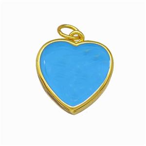 Copper Heart Pendant Blue Enamel Gold Plated, approx 15mm