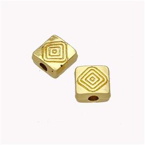 Copper Square Beads Meander Gold Plated, approx 6mm