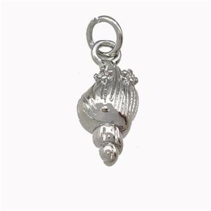 Spiral Shell Charms Copper Pendant Pave Zirconia Platinum Plated, approx 7-13mm