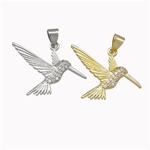 Hummingbird Charms Copper Pendant Micro Pave Zirconia Mixed, approx 15-25mm