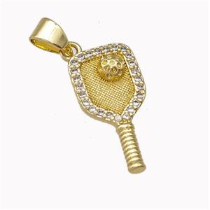 Copper Key Charms Pendant Pave Zirconia Gold Plated, approx 9.5-19mm