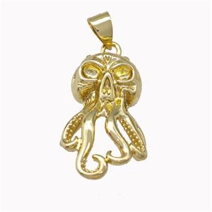 Octopus Charms Copper Pendant Gold Plated, approx 14-23mm