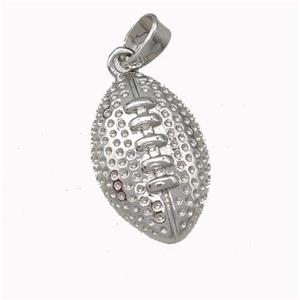 American Football Charms Copper Rugby Pendant Sport Platinum Plated, approx 11-18mm