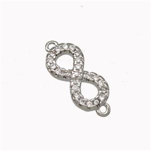 Copper Infinity Connector Micro Pave Zirconia Platinum Plated, approx 6-11mm