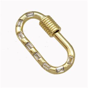 Copper Carabiner Clasp Micro Pave Zirconia Gold Plated, approx 11-22mm