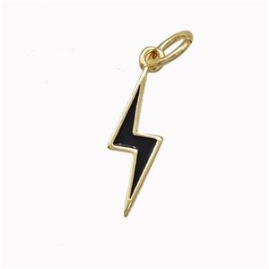 Lightning Charms Copper Pendant Black Enamel Gold Plated, approx 5-15mm