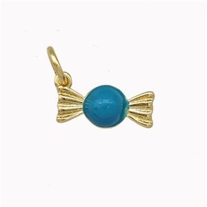 Candy Charms Copper Pendant Blue Enamel Gold Plated, approx 5.5-12mm