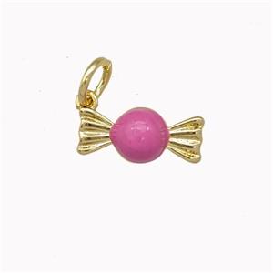 Candy Charms Copper Pendant Pink Enamel Gold Plated, approx 5.5-12mm