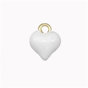 Copper Heart Pendant White Enamel Gold Plated, approx 9.5mm