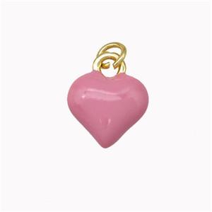 Copper Heart Pendant Pink Enamel Gold Plated, approx 9.5mm