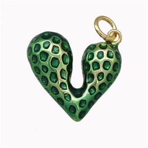 Copper Heart Pendant Green Painted Gold Plated, approx 17mm