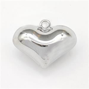 Copper Heart Pendant Hollow Platinum Plated, approx 14-20mm