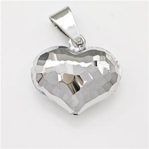 Copper Heart Pendant Hollow Platinum Plated, approx 16-20mm