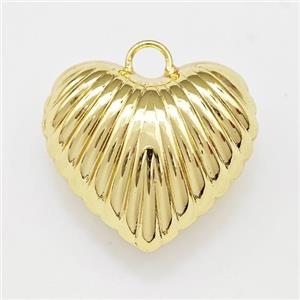 Copper Heart Pendant Hollow Gold Plated, approx 18-20mm