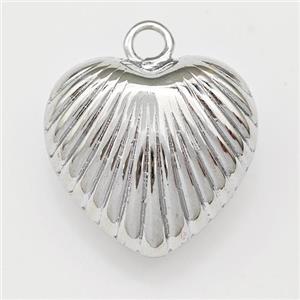 Copper Heart Pendant Hollow Platinum Plated, approx 21mm