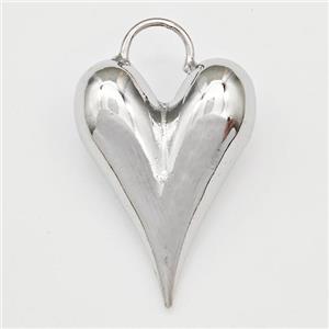 Copper Heart Pendant Hollow Platinum Plated, approx 20-28mm