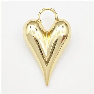 Copper Heart Pendant Hollow Gold Plated, approx 20-28mm