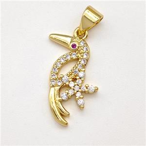 Copper Birds Pendant Micro Pave Zirconia Gold Plated, approx 10-18mm