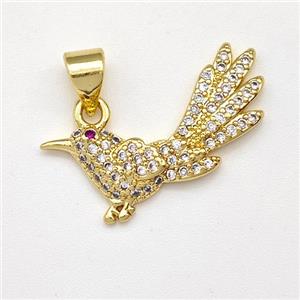 Copper Birds Pendant Micro Pave Zirconia Gold Plated, approx 10-22mm