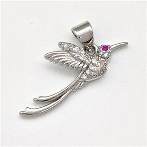 Copper Phonenix Pendant Micro Pave Zirconia Birds Platinum Plated, approx 10-25mm