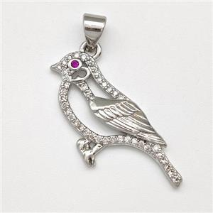 Copper Birds Pendant Micro Pave Zirconia Platinum Plated, approx 12-27mm