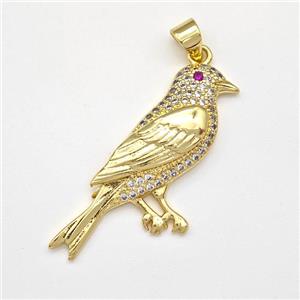 Copper Birds Pendant Micro Pave Zirconia Gold Plated, approx 20-32mm