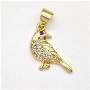 Copper Birds Pendant Micro Pave Zirconia Gold Plated, approx 12-15mm