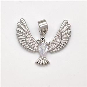 Copper Birds Pendant Micro Pave Zirconia Eagle Platinum Plated, approx 20-24mm