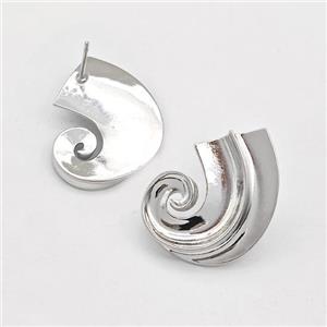 Copper Spiral Stud Earring Platinum Plated, approx 22-30mm