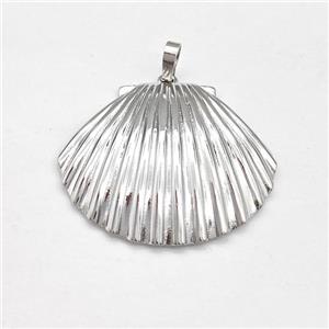 Copper Scallop Shell Pendant Platinum Plated, approx 28-33mm