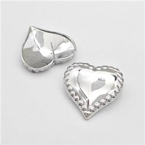 Copper Heart Stud Earrings Platinum Plated, approx 30mm