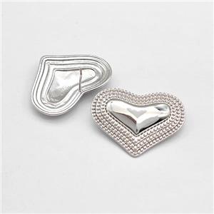 Copper Heart Stud Earrings Platinum Plated, approx 28-36mm