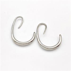 Copper Hook Earrings Platinum Plated, approx 22-30mm