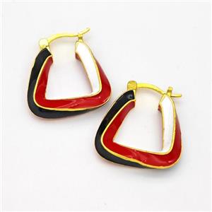 Copper Leaveback Earring Multicolor Enamel Gold Plated, approx 22mm