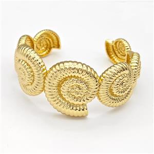 Nautilus Shell Charms Copper Bangle Conch Gold Plated, approx 17-32mm, 50-55mm dia