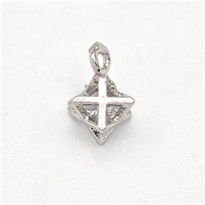 Copper Star Pendant Pave Zirconia Platinum Plated, approx 5-6mm