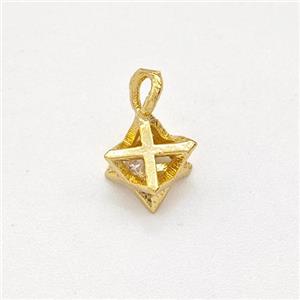 Copper Star Pendant Pave Zirconia Gold Plated, approx 5-6mm