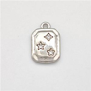 Copper Star Pendant Pave Zirconia Platinum Plated, approx 8-10mm