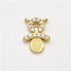 Copper Snowman Charms Pendant Pave Zirconia Gold Plated, approx 10-13mm